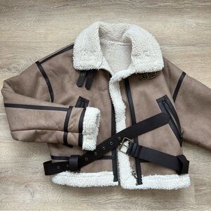 Brown Sherpa Aviator Jacket (Zara Look-Alike)